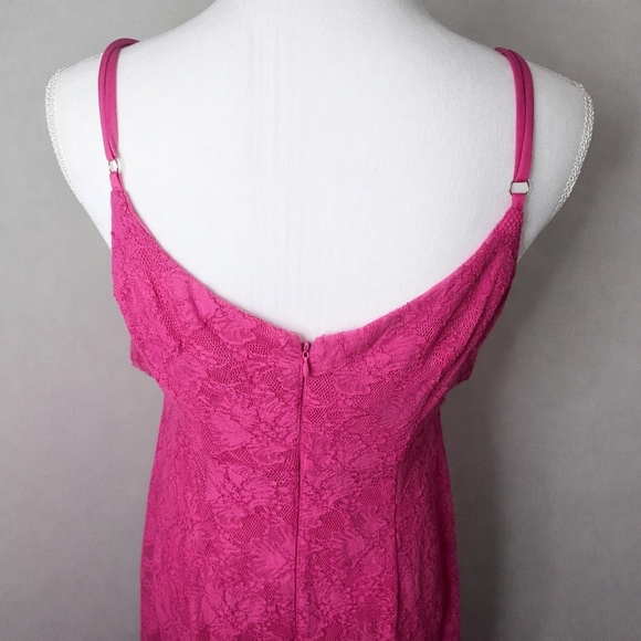 Guess Pink Lace Maxi Dress Adjustable Strap Y2K Coquette Wedding Guest Size 10 - Picture 5 of 10